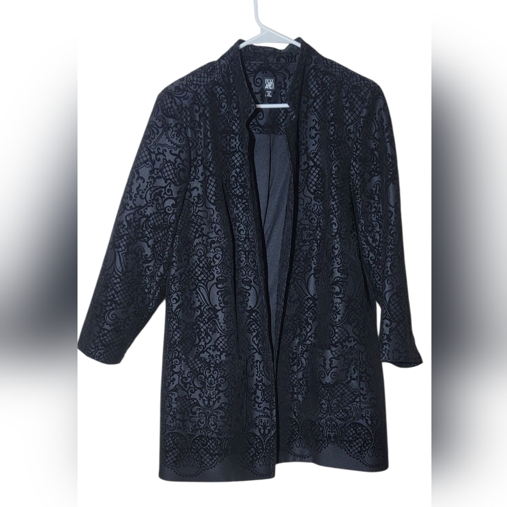 ROZ & ALI Burnout Velvet Open Coat / Blazer ~ LIKE NEW